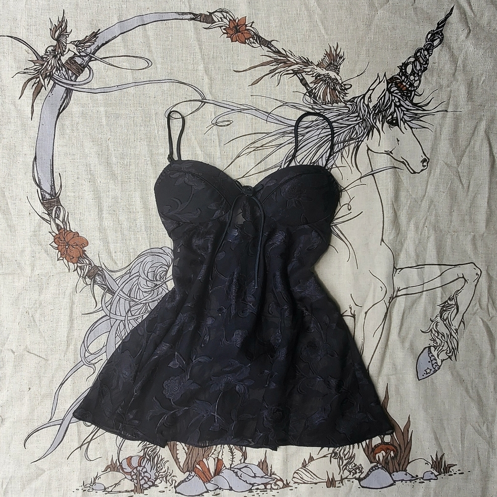 Black Rose Babydoll Set